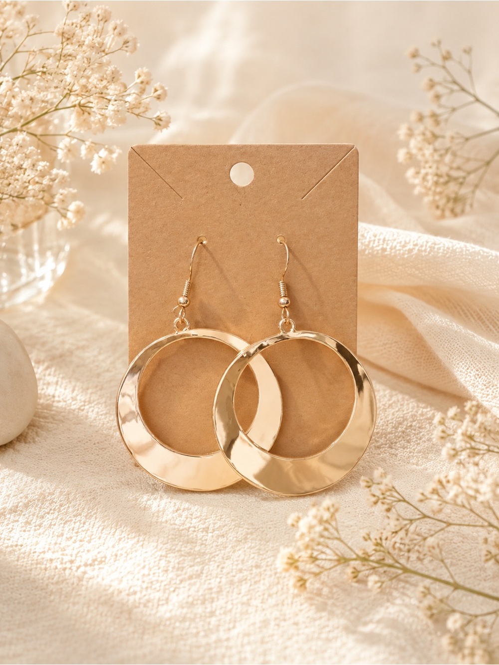 Gold Open Circle Dangle Earrings - Women Fashion Jewelry